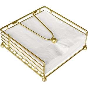 Porte-serviettes carré en métal doré avec barre à ressort en fil métallique, décoration de table moderne - Product Image 1