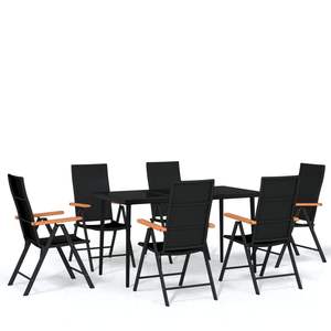 Set da pranzo Patio nero da 7 pezzi per uso giardino - Product Image 2