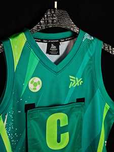 PUFFIN SPORTS Sleeveless V-Neck Netball Jersey Sublimated Print Moisture Wicking 100% Polyester Unisex Adult <b>Athletic</b> Fit - Product Image 2