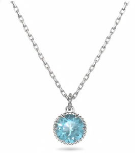 Colgante solitario de plata 925 con topacio azul, collar clásico para mujer para uso diario. - Product Image 2