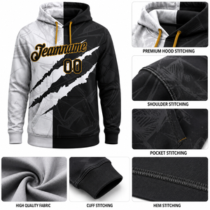 Sweat à capuche sportif surdimensionné de qualité supérieure, sublimation, automne, vêtements d'équipe personnalisés, noir et blanc, unisexe - Product Image 5