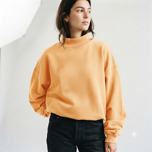 Sudadera Oversize de Cuello Alto para Mujer, Precio Económico, Ligera, de Algodón y Felpa, Manga Larga, Hombros Caídos, Proveedor OEM ODM Personalizado - Product Image 1