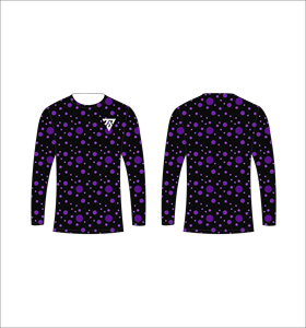 เสื้อยืดแขนยาวลายพรางสีม่วงดำสำหรับผู้ชาย ลายเรขาคณิตสีม่วงแปดเหลี่ยม คอกลม เสื้อยืดลำลอง สตรีทแวร์ เสื้อออกกำลังกาย - Product Image 1