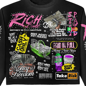 2027 Men's <b>Long</b> <b>Sleeve</b> <b>T</b>-<b>Shirt</b> Black Digital Print Street Style O-Neck Regular Fit Knitted Polyester - Product Image 5