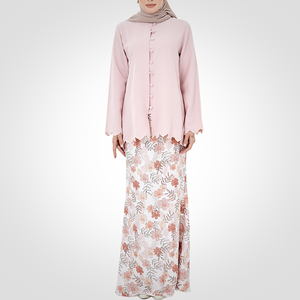 Robe crayon moderne pour femme musulmane avec poignets brodés, Baju Kurung SIPO, nouveau design Eid, col mandarin, Malaisie - Product Image 3