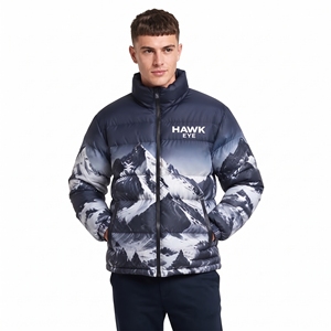 Men Regular Fit Winter Puffer Jacket Custom Sublimated Print Quilted Warm Full Zip <b>Padded</b> <b>Coat</b> Casual Outdoor Jacket - Product Image 2