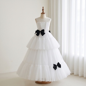 Robe de bal longue en tulle superposé blanc perle TUTUPETTI pour demoiselle d'honneur, cérémonie de mariage pour petites filles, personnalisable OEM ODM - Product Image 1