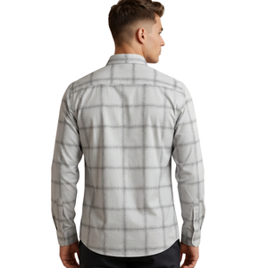 Chemise en flanelle à carreaux gris clair personnalisée pour homme, manches longues, boutonnée, décontractée, tissu brossé doux, streetwear quotidien - Product Image 2