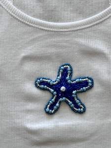 Beaded Embroidery Seed Beads Hand Embroidered for <b>Top</b>-Baptism & Anniversary Gift Asian Zen Design Summer Fashion - Product Image 3