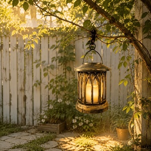 Lanterne marocaine de style farmhouse avec finition en bois rustique, porte-bougie en verre pour table, étagère et décoration de jardin - Product Image 6