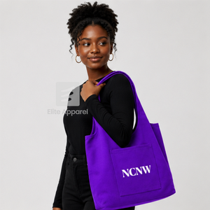 Custom NCNW Council Sorority Tote bag purple and White Embroidered Logo Daily Use <b>Large</b> Capacity Canvas Tote bag for female - Product Image 5
