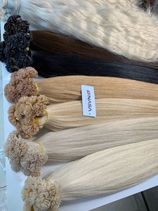 Keratin-Tips Wholesale Luxury Wavy Super Double Drawn 100% Virgin Vietnamese Human Hair Bulk Extensions <b>Bleached</b> All Colors 60cm - Product Image 5