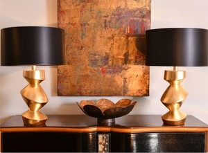 Modern Luxury Gold Twisted Geometric <b>Table</b> Lamp Nordic <b>LED</b> <b>Bedside</b> Light Black Silk Shade for Hotel Bedroom Home Decor Accent - Product Image 2