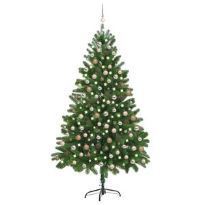 Sapin de Noël artificiel vert pré-éclairé de 82,7 pouces avec ensemble de boules - Product Image 1
