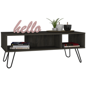 Tavolino da caffè Minnesota a due ripiani con finitura espresso e stile carbonio - Product Image 4