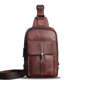 <b>Navy</b> Blue Leather Crossbody <b>Bag</b> with Striped Adjustable Strap and Front Zip Pocket - Product Image 2