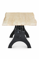 Table à manger en bois d'acacia à bord naturel, base en fer réglable en hauteur, style industriel, rectangulaire, rustique, pliable, 6 places, salle à manger d'hôtel