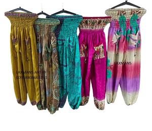 Art <b>Silk</b> Printed Multi Colours <b>Ladies</b> Harem Pants & Trousers With Pockets Wholesale Supplier From India - Product Image 1