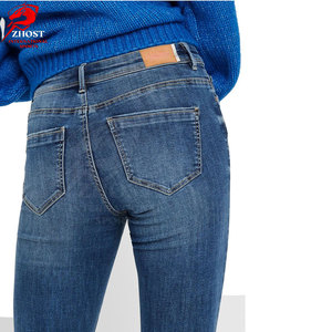 Custom Design Slim Fit <b>Jeans</b> <b>Women</b> Flexible Cotton Blend Mid Rise Waist Zip <b>Fly</b> Functional Pockets Stylish Fitted - Product Image 6