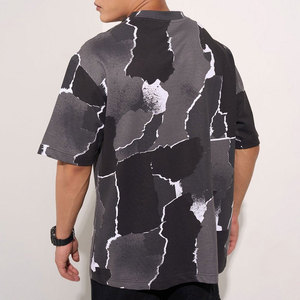 T-shirt à manches courtes surdimensionné pour homme avec imprimé camouflage, imprimé numérique, style streetwear, col rond, jersey en coton respirant - Product Image 3