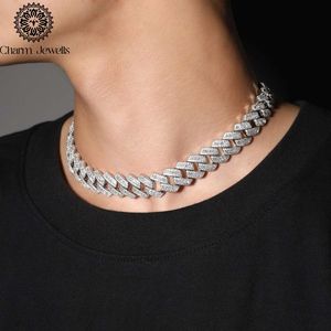 Collier pour homme en argent avec moissanite, plaqué or 14 carats, chaîne à maillons, style hip-hop, taille brillante, micro-incrustation, certifié IGI - Product Image 2