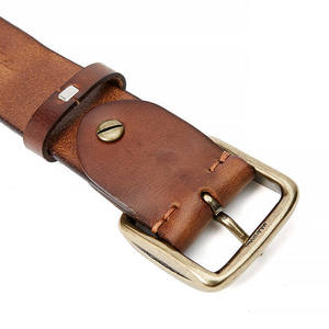 Genuine Leather <b>Belt</b> Cow Hide Solid Color Rectangular Pin Buckle Copper Casual Unisex <b>Men</b> Women Durable - Product Image 3