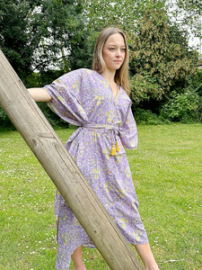 Pure Cotton Comfy Daywear Long <b>Kaftan</b> <b>Dress</b> Indian Block Print Boho Colourful Earthy Elegant Breathable Maxi Length Casual <b>Dress</b> - Product Image 4