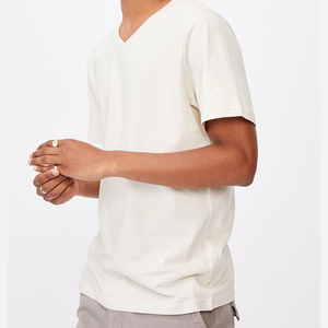 Men's V-Neck Short Sleeve Cotton T-<b>Shirt</b> Regular Fit Solid Color Casual Jersey Knit <b>White</b> - Product Image 3