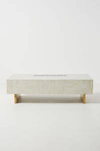 Artful Living Tables basses uniques en incrustation d'os pour des espaces intemporels - Product Image 4