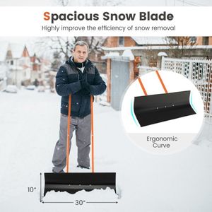 Pala da Neve con Manico Regolabile e Ruote, Attrezzo da Giardino - Product Image 2