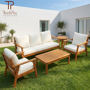 THINH PHU FURNITURE TP6136 Modern Sectional Sofa Set 3 Seater <b>Bench</b> (4Pcs) Solid Wood 10cm Seat Cushion 12cm Back Pillows - Product Image 6