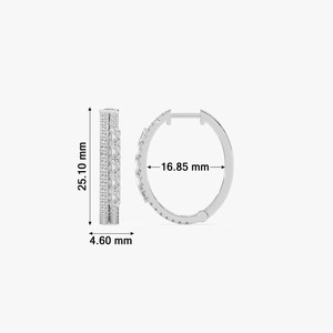 Pendientes de Aro de Doble Hilera con Diamantes Cultivados en Laboratorio, Redondos y Esmeralda, de Alta Calidad, 1.73CTW, para Uso Diario, de Lujo, para Mujer - Product Image 3