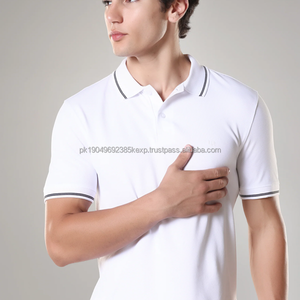 Camisetas Polo para Hombre 100% Algodón Orgánico, Antiarrugas, Resistentes a las Manchas, Cortas, con Patrón Liso y Tejido de Punto Bordado - Product Image 2