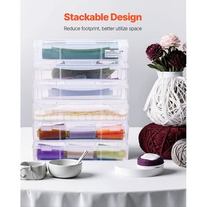 Confezione da 6 scatole impilabili in plastica trasparente per la conservazione di carta da scrapbook, custodia multiuso per documenti con angoli arrotondati, versione 2022 - Product Image 3