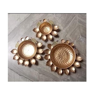 Handcrafted Brass Metal Urli Bowl-Traditional <b>Indian</b> Wedding <b>Home</b> <b>Decoration</b> for Floating Flowers & Candles - Product Image 1