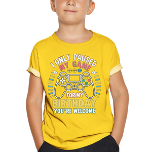 Nouveau T-shirt d'été européen personnalisé à manches courtes entièrement imprimé pour garçons, unisexe, ample, doux, noir, vêtements pour tout-petits, logo OEM - Product Image 2