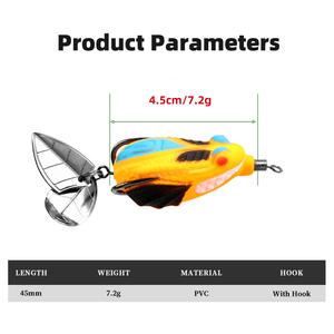 <span class=keywords><strong>Leurre</strong></span> de pêche en plastique souple multicolores, style 4,5 cm, 7,2 g, appât artificiel, spinner, <span class=keywords><strong>leurre</strong></span> souple en forme de grenouille pour la pêche en eau salée - Product Image 2
