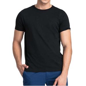 T-shirt à manches courtes pour hommes, couleur unie, vente en gros OEM 180GSM 100% coton orienté vers l'exportation, qualité, logo personnalisé - Product Image 1