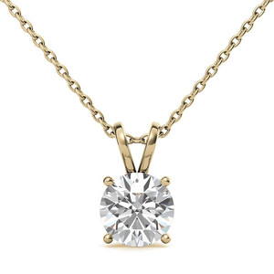 Colgante clásico de diamante redondo brillante cultivado en laboratorio con engaste de 4 puntas, colgante de oro de 18k para mujeres y niñas. - Product Image 3