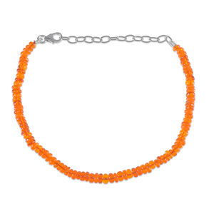 Bracelet perlé en opale de feu orange fait main, collier ras du cou orange, bijoux délicats en cristal, bracelet en cristal argenté de guérison - Product Image 4