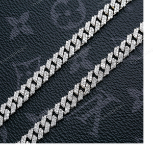 925 Sterling Silver 7mm 22inch Round Diamond Classic Cuban Link <b>Chain</b> Unisex Hip Hop Jewelry Silver Plated - Product Image 2