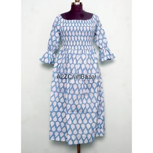Handmade 100% Cotton V-neck Cap Sleeve Maxi Dress Women Casual Y2K Sweet Eco-Friendly Breathable Floral <b>Block</b> <b>Printed</b> Daily - Product Image 1