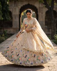 Divyam Creation Lehenga Choli en Faux Georgette Rouge Brodé, Robe Traditionnelle Indienne Longue pour Fête et Mariage, Taille Standard Femme - Product Image 1