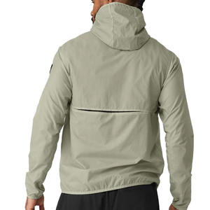 Veste coupe-vent à capuche pour homme, vert clair, fermeture éclair, fine, sportive, pour le printemps et les activités de plein air - Product Image 5