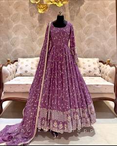 Vestido de fiesta Fox Georgette de última moda con pantalón de microseda y dupatta con bordado de lentejuelas, completamente cosido, ropa de boda india. - Product Image 3