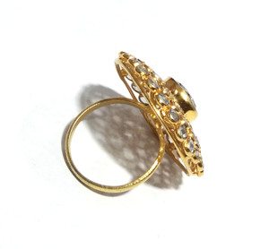 Anillo de Zirconia Blanca Natural, Plata de Ley 925, Chapado en Oro, Joyería Hecha a Mano, Regalo para Niñas y Mujeres, KGN SILVER BOHEMIA - Product Image 3