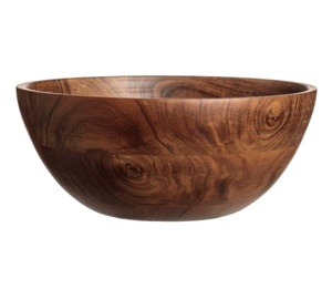 Bol de service à salade en bois d'acacia fait à la main personnalisé nouveau style de bol de service en bois poli prix de gros pour les fêtes à la maison utilisation - Product Image 1