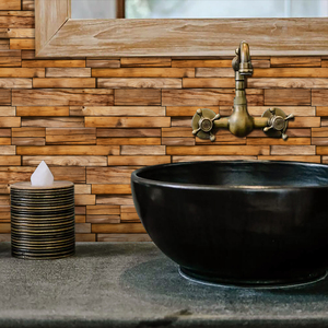 Adesivi da parete impermeabili in PVC con venature di legno carta da parati autoadesiva Peel-and-Stick per pannelli da parete a prova di umidità da cucina - Product Image 2