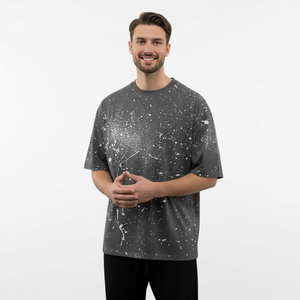 T-shirts surdimensionnés personnalisés pour hommes, 100% coton épais, col montant, t-shirt uni surdimensionné pour hommes - Product Image 5