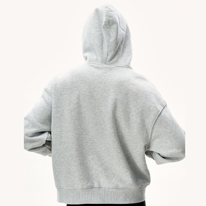 Sweat à capuche pour homme 100% Coton respirant, coupe oversize, avec logo personnalisé brodé, fermeture éclair intégrale, design masque de ski, épaules tombantes, vente en gros - Product Image 2